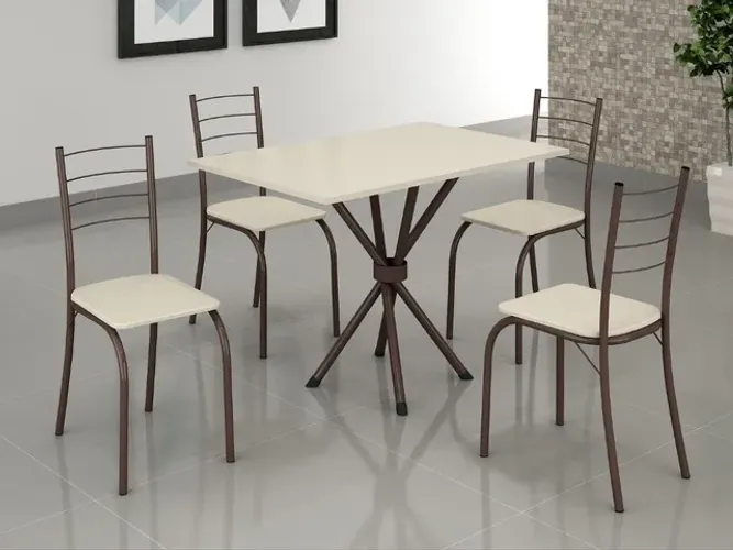Conjunto Mesa Tubular Rio com 4 cadeiras !! L9988m
