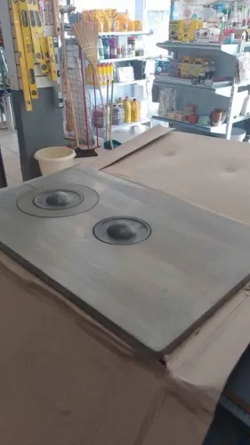 Chapa fogão a lenha 49x79 2bocas polida