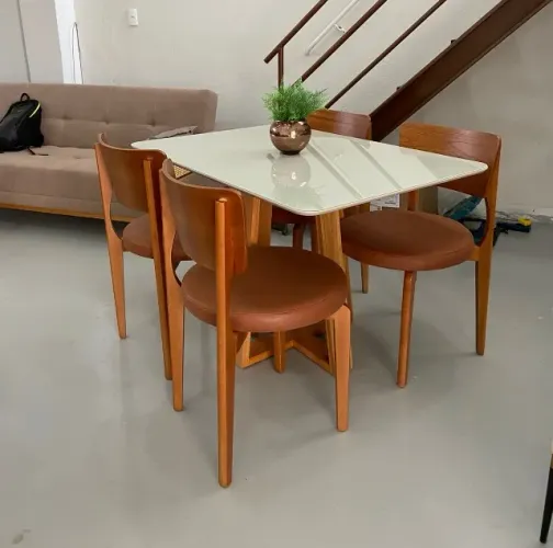 Mesa de Jantar Emily com 4 Cadeiras Maldivas 120x80 Direto da Fabrica