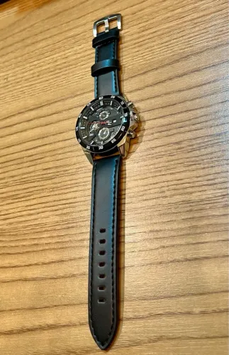 Relógio Esportivo Masculino Va Va Voom - Pulseira de Couro Preto, Ideal para Presente