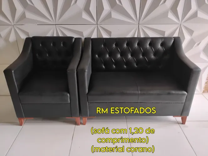 Kit sofá de espera belinha no captonê na promoção por R$899,99