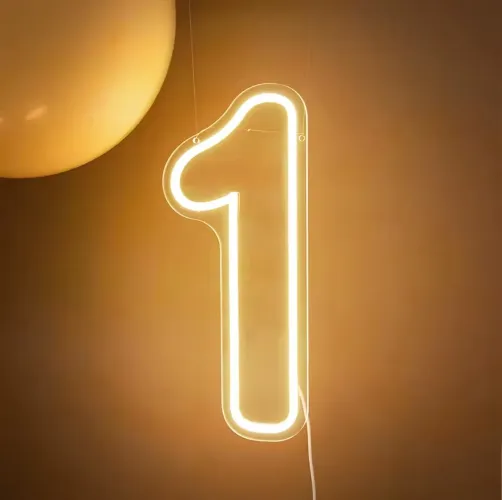 Número 1 em Neon com luz LED Acrílico