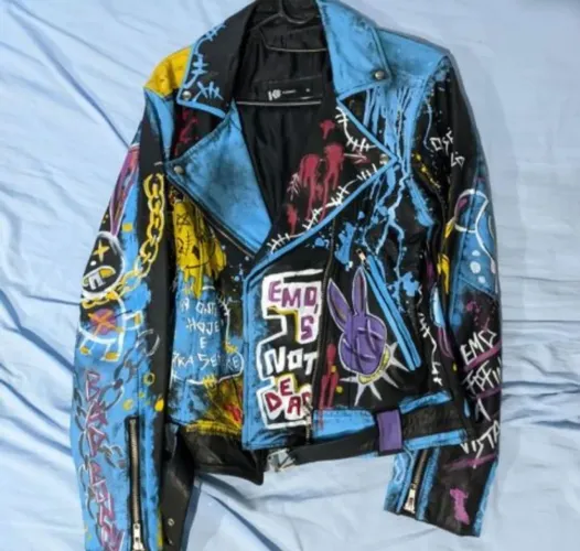 Jaqueta Couro LEGÍTIMO Personalizada Emo Forever