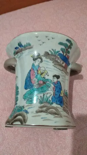 Vaso Cachepo pintura a mão oriental, raridade.