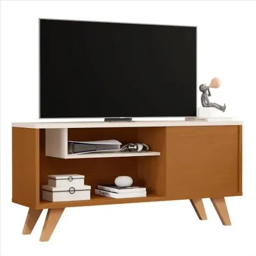 Rack Heitor Rústico Gv Móveis 100cm Para Tv 43 Com Porta