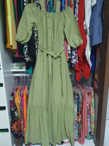 Vestido longo de tecido