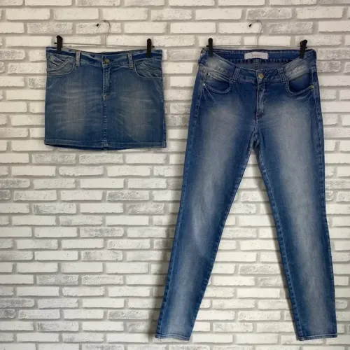 Saia Jeans Allure Tamanho 40 + Grátis Calça Jeans Colcci