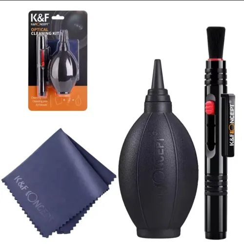 K&F CONCEPT Kit de limpeza 3 em 1, bomba de ar + caneta de limpeza + pano de limpeza.