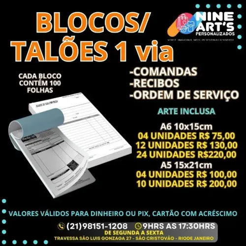 BLOCOS/TALÕES PERSONALIZADOS