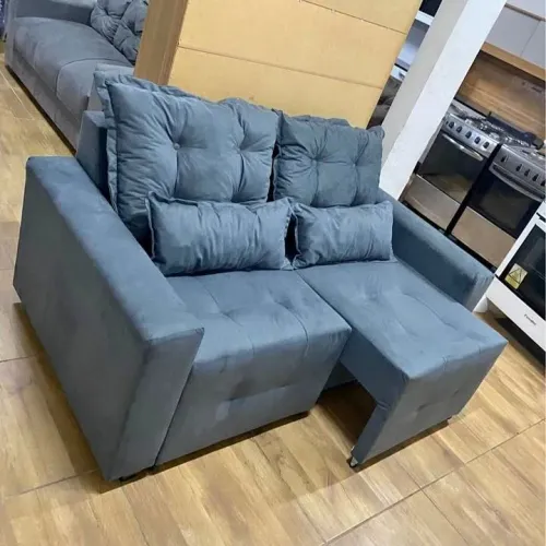 Sofá retrátil de 3 lugares, cinza