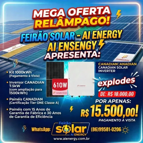 Energia solar 1000kwh Canadian Inversor 7k
