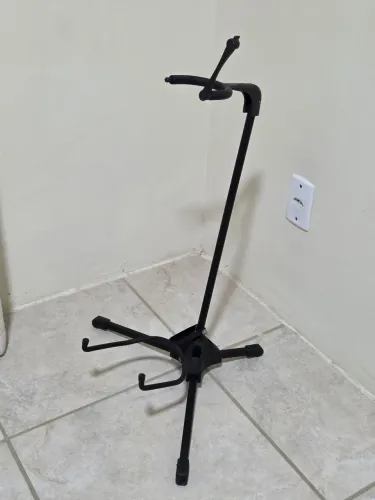 Suporte De Chão Para Violão Guitarra Baixo Regulável Aço Preto