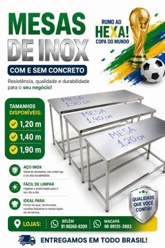 Mesas inox 1.20cm