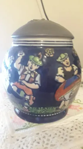 Caneca Antiga De Porcelana Ceramarte Tampa De Estanho 300,00 unidade
