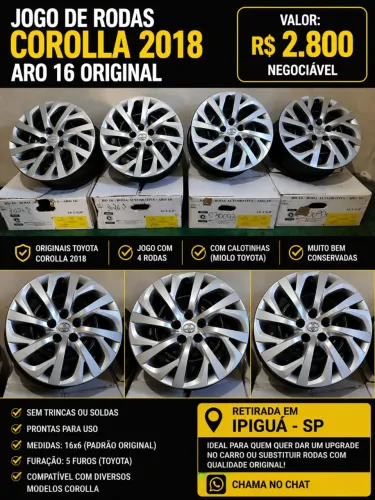 Rodas aro 16 com carlota corola 2018 co