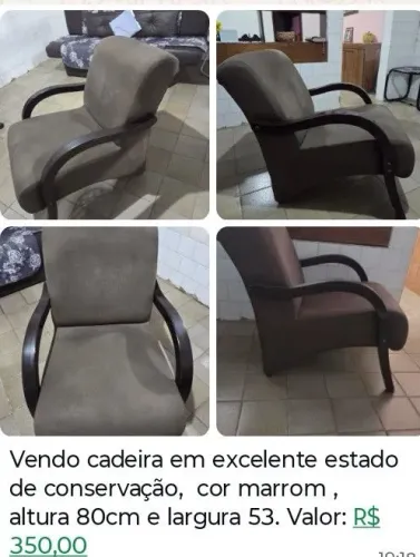 Vendo cadeira em excelente estado altura 80cm altura53 cm cor marrom.