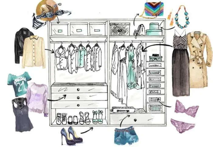 Organização de guarda-roupa e armários