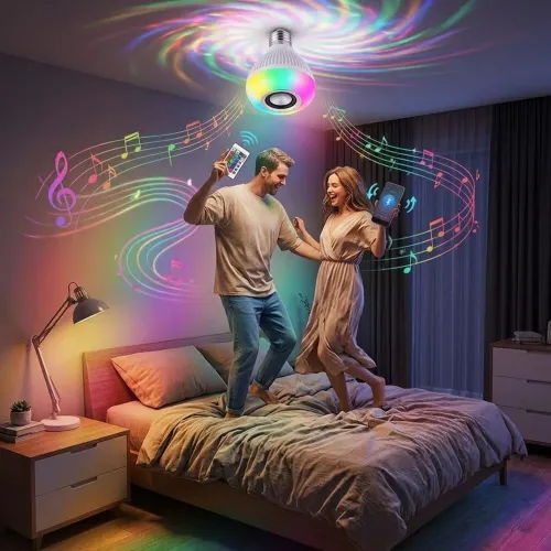 Lâmpada RGB colorida ou Branca Bluetooth Caixa de Som controle remoto