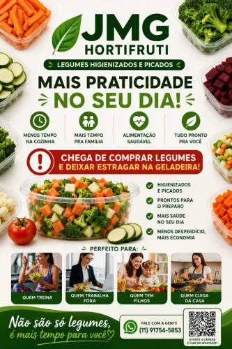 Legumes higienizados e picados