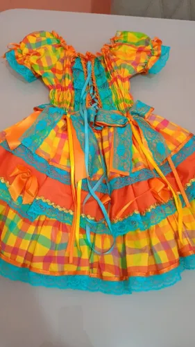 Vestido infantil de são João + diadema 