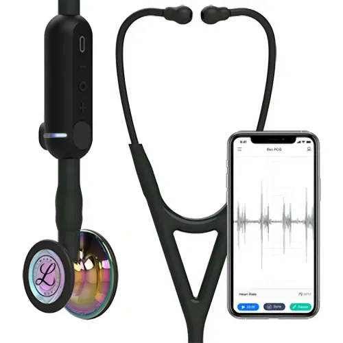 Estetoscópio Littmann Digital Core Bluetooth Stethoscope 3M Cor Rainbow Com Tubo Preto