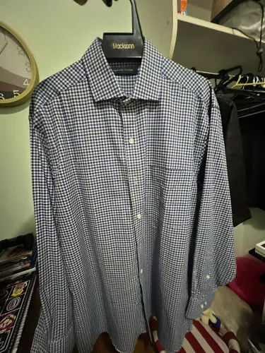 ? Camisa Social Tommy Hilfiger Original - Xadrez Azul e Branco