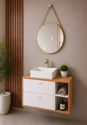 Armário Para Banheiro ou Lavabo 100% MDF Mais Cuba a Pronta Entrega