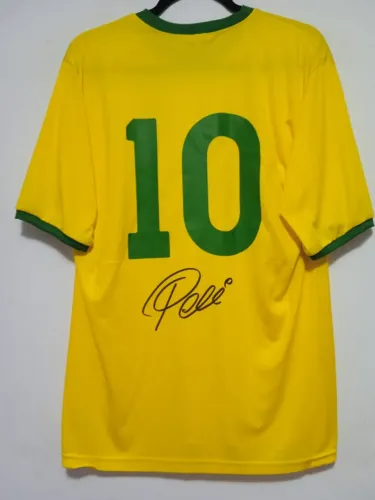 Camisa Brasil Copa Mundo 1970 #10 Pelé Autografada Certificada M1