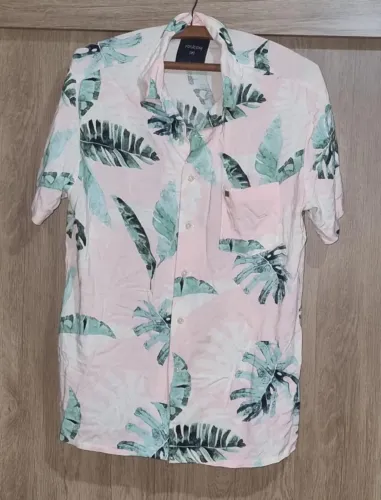 camisa viscose rosa estampada youcom semi nova