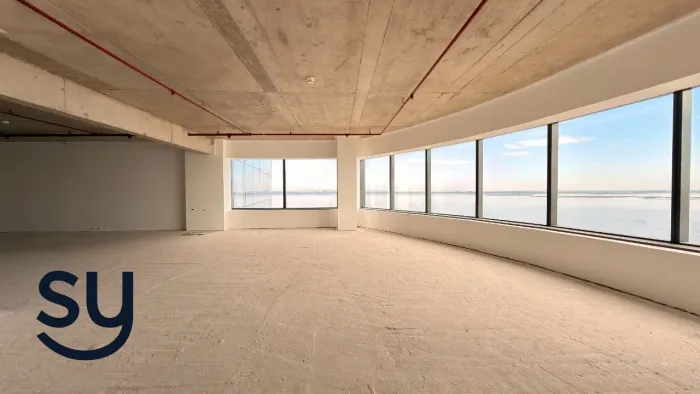 Sala para locação com 126 metros, 2 banheiros no Pontal Office com vista