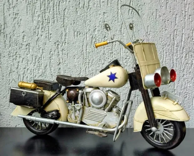  Moto Miniatura Decorativa Em Metal policia retrô Vintage Verito