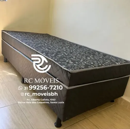 Cama Solteiro Box com Colchão D33 Acoplado 88x1,88 Barata Promoção