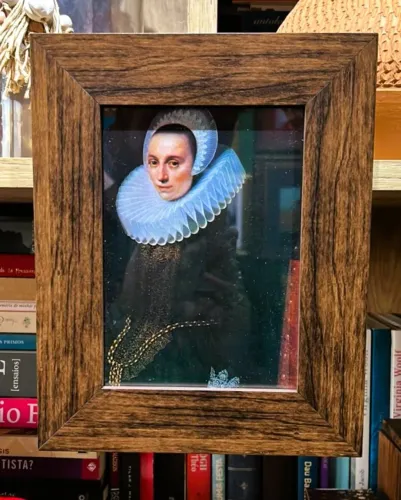 Quadro decorativo retrato clássico dama emoldurado sala