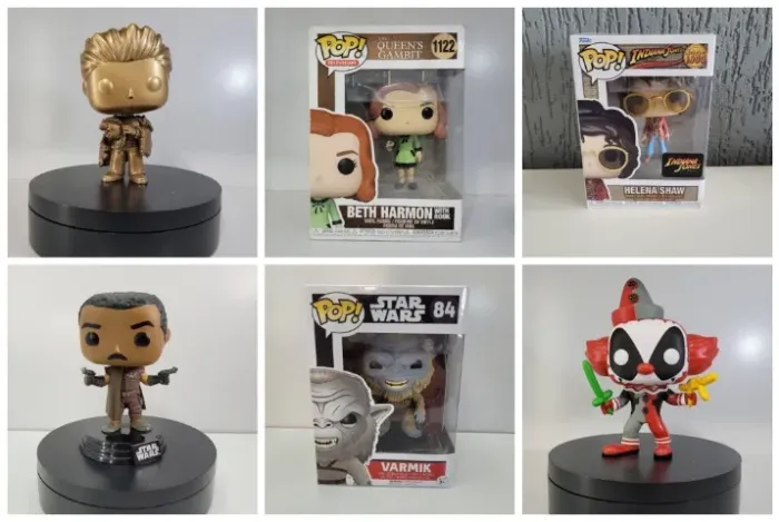 Funko Pop por 40 reais cada - Marvel, Deadpool, Beth Harmon, Star Wars