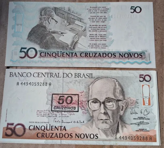 CÉDULA DE CINQUENTA CRUZADOS NOVOS FE.