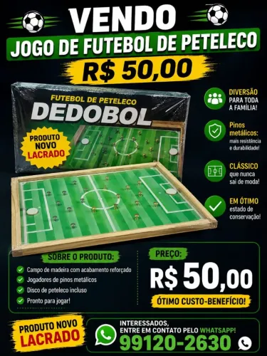 Jogo de Futebol Peteleco dedobol, novo LACRADO por apenas R$ 50,00  ac Cartão c/acréscimo 
