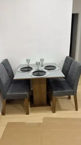 Conjunto Sala de Jantar Tampo de Vidro 4 Cadeiras Capri Madesa
