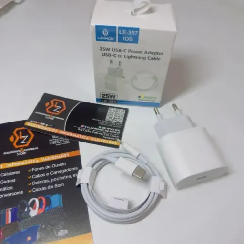 Carregador Lehmox - Fonte USB-C 25W e Cabo para iphone