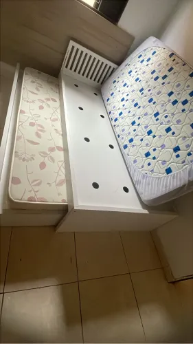 Cama solteiro com auxiliar 100% MDF com colchões