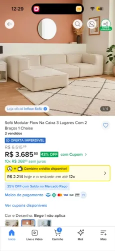 Vendo sofá inflow boucle 2,75m