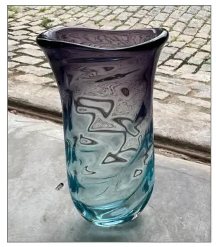 Vaso Murano - Degrade Azul escuro e Azul claro grande