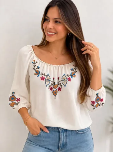 BLUSA SOCIAL BORDADA