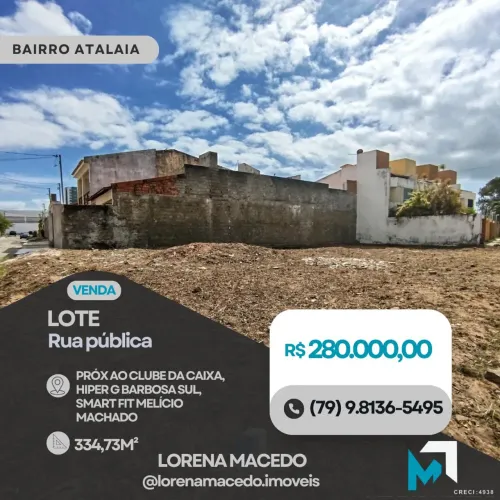 LOTES À VENDA - ARACAJU-SE E BARRA DOS COQUEIROS-SE 