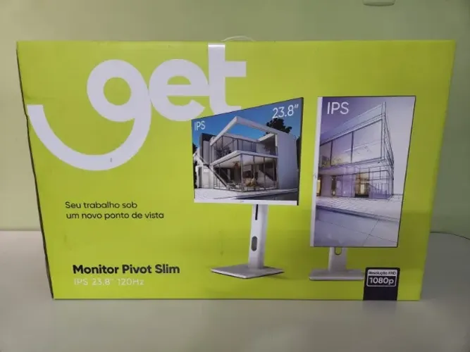 Monitor Pivot 23,8" Slim Get IPS LED Full HD, 7ms, 120Hz, VGA/HDMI, Branco