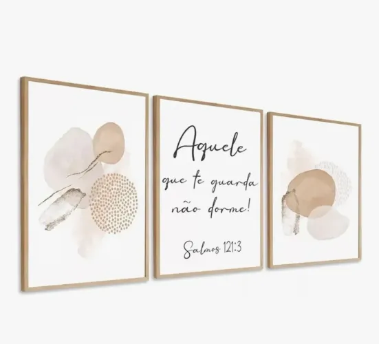Kit 3 quadros decorativos com vidro