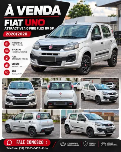 Fiat Uno Attractive 1.0 EVO Fire Flex 8V 5P 2020