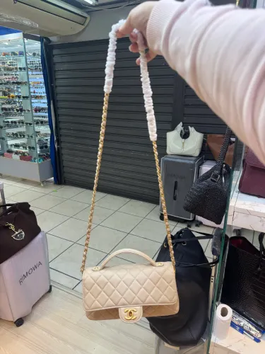 Bolsa de couro legítimo bege modelo classic top modelo italiano Chanel