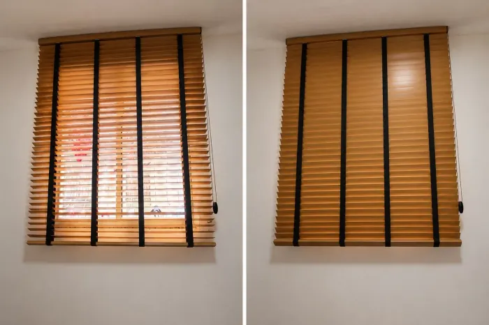 Cortinha persiana de madeira