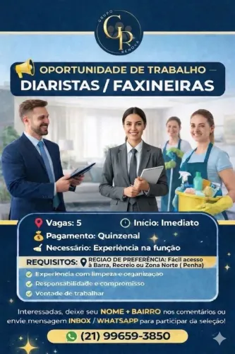 Vaga para faxineira 