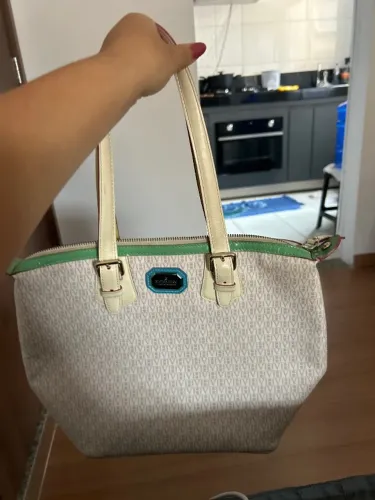 bolsa victor hugo tote jacquard creme